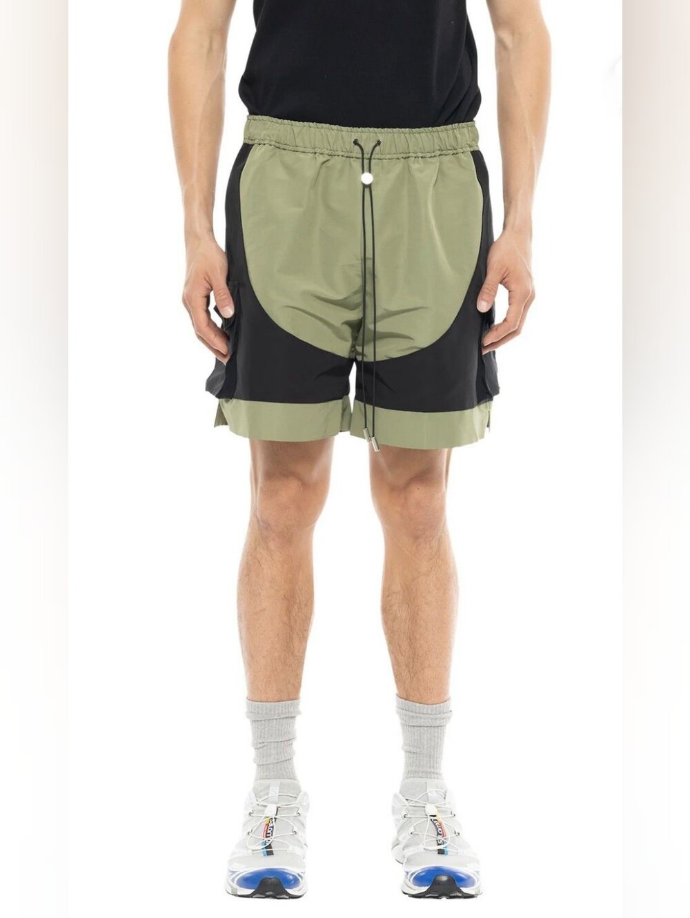 Nash Utility Contrast Panel Men's Olive and Black Shorts